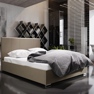 Łóżko tapicerowane Lugo 180x200 ciemny beż z zagłówkiem w nowoczesnym stylu idealne do sypialni