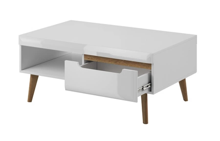 Stolik kawowy Atka dąb artisan / czarny z szufladami nowoczesny design z systemem pełnego wysuwu szuflad doskonale pasuje do każdego rodzaju wnętrz