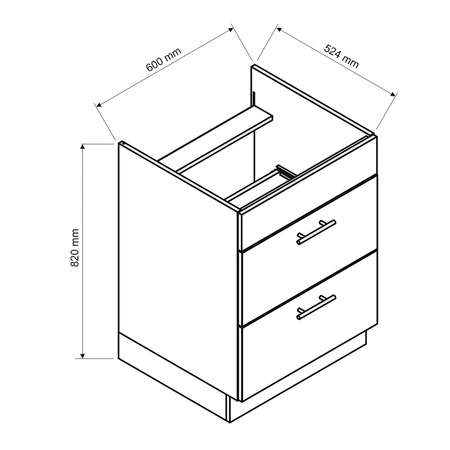 Szafka kuchenna stojąca pod płytę grzewczą Zova D60PC S/2 biały / dąb halifax szafka kuchenna z szufladami frezowane uchwyty