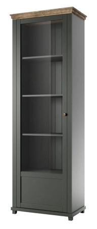 Witryna Evora 71 cm butelkowa zieleń / dąb lefkas lewa zachwyci miłośników wyrazistych wnętrz idealna do salonu oraz jadalni