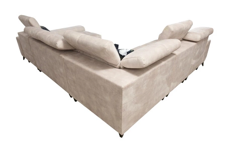 Narożnik z funkcją spania Buffalo VIII niebieski prawostronny wysokiej klasy narożnik do salonu z pojemnikami wysoka jakość wykonania