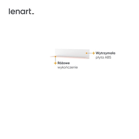 Półka Luna 110 cm biały / różowy praktyczna półka ścienna idealna do pokoju dziecięcego w minimalistycznym tonie