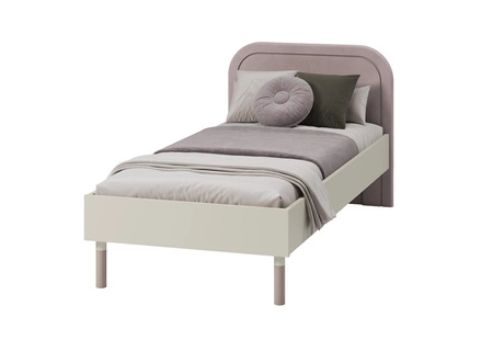 Łóżko Harmony 90x200 cm beżowy / truflowy wygodne łóżko do pokoju dziecięcego z miękkim tapicerowanym zagłówkiem