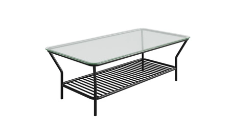 Stolik ogrodowy Teneryfa 62x122 cm czarny designerski stolik do ogrodu lub na taras metalowa konstrukcja blat ze szkła hartowanego