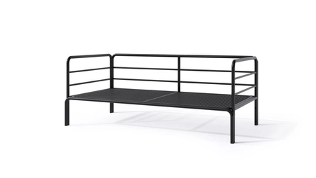 Sofa ogrodowa Wenecja grafit / beżowy nietuzinkowy design sofa z poduchami do ogrodu metalowa konstrukcja w stylu minimalistycznym