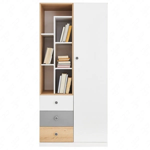 Regał szeroki Pixel 80 cm dąb biszkoptowy / biały / szary idealny do pokoju młodzieżowego bardzo użytkowy oraz posiada nowoczesny wygląd