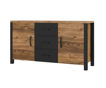 Komoda z szufladami Olin 147 cm appenzeller / czarny stylowy design komody w stylu industrialnym czarne uchwyty