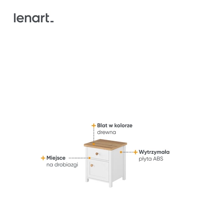 Szafka nocna Story biały / dąb nash modna szafka z szufladą idealny dodatek do pokoju młodzieżowego o subtelnym wykończeniu