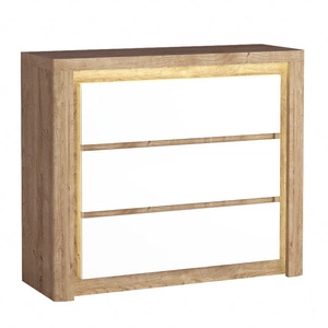 Komoda z szufladami Livinio 114 cm dąb ribbeck / biały połysk nowoczesny design komoda wzbogacona o funkcjonalne oświetlenie LED