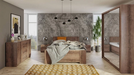 Szafa przesuwna z lustrem Rico 150 cm dąb monastery funkcjonalny mebel w stylu klasycznym idealna szafa do sypialni lub garderoby