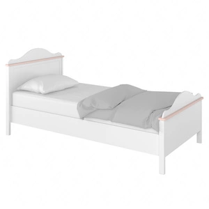 Łóżko Luna 90x200 cm biały / różowy wygodne i komfortowe łóżko z materacem do pokoju dziewczęcego wysoki zagłówek