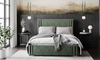 Łóżko tapicerowane Tatui 180x200 miętowe stylowe łóżko z pojemnikiem na pościel wygodny zagłówek zachwyca eleganckim designem