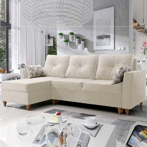 Narożnik z funkcją spania Topeka ecru lewostronny stylowy i nowoczesny design wpisujący się w każdą aranżację