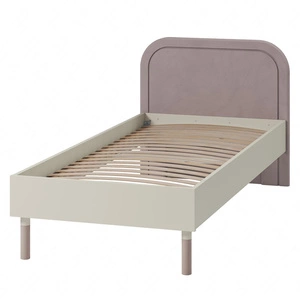 Łóżko Harmony 90x200 cm beżowy / truflowy wygodne łóżko do pokoju dziecięcego z miękkim tapicerowanym zagłówkiem