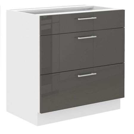 Zestaw mebli kuchennych narożny Milo 230x370 cm fronty w połysku styl szafek dopasuje się do wnętrza każdej kuchni