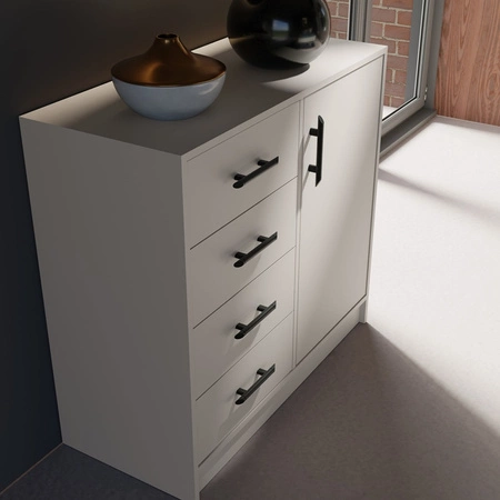 Komoda z szufladami Caspe 90 cm beżowa nowoczesny design mebla obrzeża komody wykończone specjalną okleiną ABS