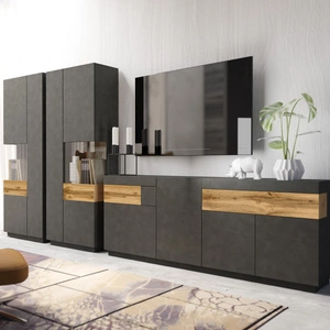 Meblościanka Silke matera / dąb wotan wyjątkowo stylowa meblościanka proste bryły wpisujące się w każde wnętrze