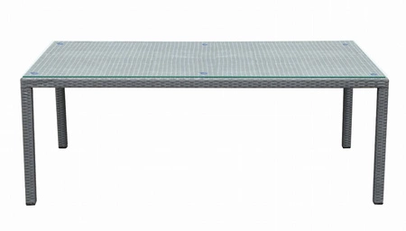 Stół ogrodowy Sottile 100x200 cm szary nowoczesny design duży stół technorattanowy idealny na przestronny taras szklany blat