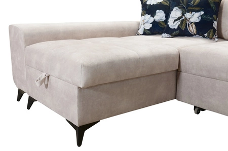 Narożnik z funkcją spania Buffalo X miodowy lewostronny funkcjonalny i komfortowy narożnik do pokoju z pojemnikami na pościel