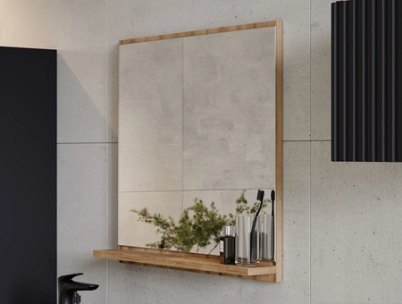Lustro łazienkowe Nova 50 cm dąb coast evoke eleganckie lustro z półką idealnie zaaranżuje przestrzeń nad umywalką
