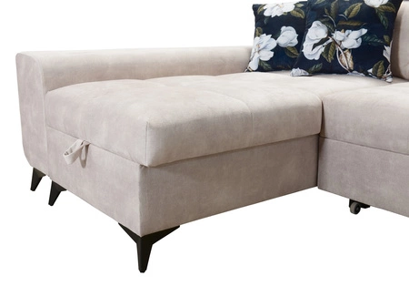 Narożnik z funkcją spania Buffalo XII zielony lewostronny stylowy i funkcjonalny narożnik rozkładany z pojemnikiem na pościel