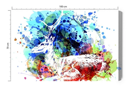 Obraz na płótnie abstrakcyjny jeleń 100x70 cm ponadczasowa ozdoba wnętrza obraz w wyrazistej kolorystyce wysoka jakość wykonania