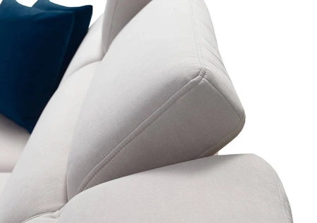 Narożnik z funkcją spania Kelly IV szary popiel lewostronny pleciony komfortowy narożnik regulowane zagłówki bok wykończony lamelami