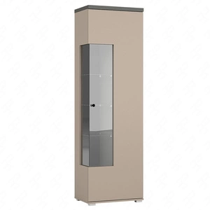 Witryna Serio 55 cm ciemny beżowy / antracyt elegancka witryna do salonu prosta bryła idealna do każdego wnętrza elementy z bezpiecznego szkła hartowanego