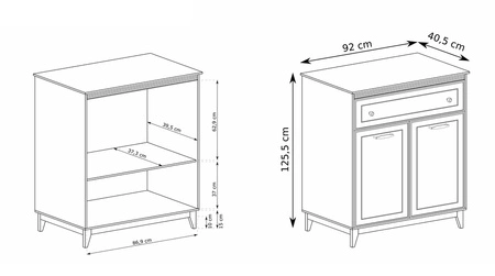 Komoda wysoka Windsor 92 cm beżowy / dąb smukła komoda z szufladą o wyrafinowanym designie wysokie nogi wykonane z litego drewna