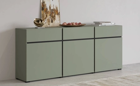 Komoda z szufladami Cross 180 cm zielona stylowy design komody do salonu prosta forma w nowoczesnym wydaniu