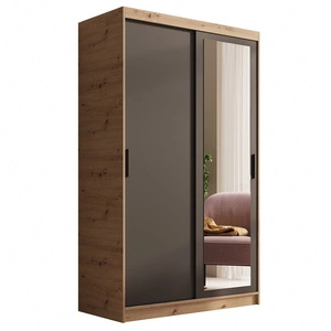 Szafa przesuwna z lustrem Hailey 120 cm dąb artisan / czarny minimalistyczna forma szafa idealnie wpasuje się do każdego wnętrza