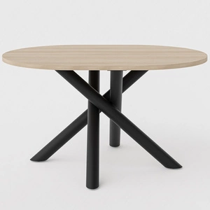 Stół Lyon 100x138 cm dąb lindberg / czarny stylowy stół do jadalni osadzony na designerskich nogach typu pająk regulacja wysokości