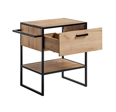 Szafka pod umywalkę nablatową Brooklin 70 cm dąb craft złoty funkcjonalna szafka do łazienki z szufladą poręczny uchwyt na ręcznik