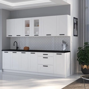 Zestaw mebli kuchennych Livio 260 cm szafki doskonale prezentują się we wnętrzach nowoczesnych oraz klasycznych