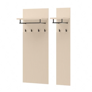Wieszak ścienny Trend 76 cm beżowy elegancki design funkcjonalny dodatek do przedpokoju wieszak z gustownym ryflowaniem czarne dodatki