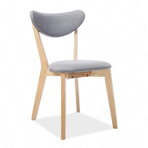 Krzesło drewniane Brando 40x45 cm dąb / szare designerskie krzesło do kuchni oraz jadalni z tapicerowanym siedziskiem