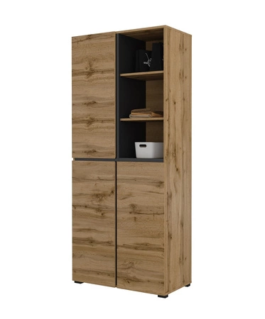 Szafa na buty Cross 79 cm dąb wotan prosta forma w nowoczesnym wydaniu funkcjonalna oraz praktyczna szafa na buty do przedpokoju