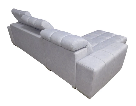 Narożnik z funkcją spania Luigi niebieski lewostronny narożnik z dwoma pojemnikami na pościel tkanina o ciekawej strukturze