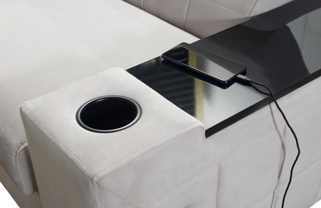 Narożnik z funkcją spania Belvi IV szary prawostronny elegancki i stylowy narożnik rozkładany do salonu praktyczny schowek w boczku