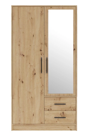 Szafa z lustrem Caspe 100 cm dąb artisan nowoczesny design wykończenie ABS oraz czarne uchwyty
