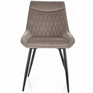 Krzesło tapicerowane Agat ciemny beż nowoczesne oraz funkcjonalne krzesło do jadalni z metalowymi nogami krzesło z uchwytem