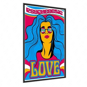 Plakat w stylu hippie 70x100 plakat w ramie precyzyjny wydruk ze stylową grafiką doskonała dekoracja do salonu lub sypialni