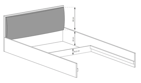 Łóżko Fonti 160x200 cm dąb karmel / czarny to idealne łóżko do sypialni tapicerowany zagłówek misterne zdobienie w postaci jodełki