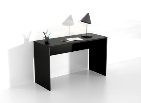 Biurko Agapi 130 cm czarne stylowe oraz funkcjonalne do biura gabinetu lub pokoju młodzieżowego