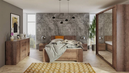 Szafa przesuwna z lustrem Rico 180 cm dąb monastery funkcjonalny mebel w stylu klasycznym szafa dedykowana do sypialni lub przedpokoju