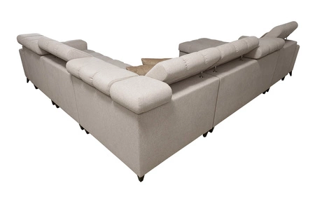 Narożnik z funkcją spania Bolmso VIII fioletowy lewostronny elegancki i wygodny narożnik z szufladą idealny do przestronnych wnętrz