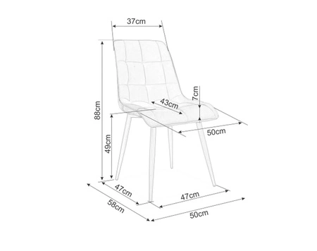 Krzesło tapicerowane Chic D czarne nowoczesne oraz funkcjonalne krzesło z metalowymi nogami w kolorze dąb
