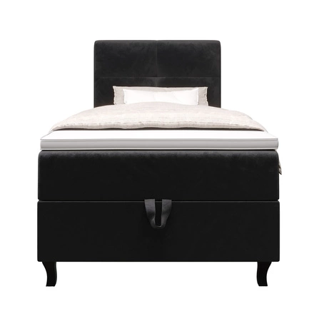 Łóżko kontynentalne Melba 100x200 grafitowe w nowoczesnym skandynawskim stylu z tapicerowanym zagłówkiem łóżko z pojemnikiem