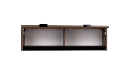 Szafka wisząca Denver 120 cm dąb monastery / czarny połysk minimalistyczny design stylowa prosta forma mebla uchwyty krawędziowe