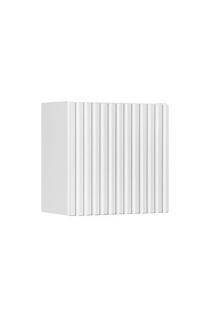 Zestaw mebli łazienkowych Nova biały / dąb coast evoke stylowe szafki łazienkowe z eleganckim pionowym ryflowaniem frezowane uchwyty